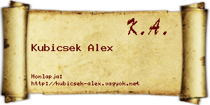 Kubicsek Alex névjegykártya